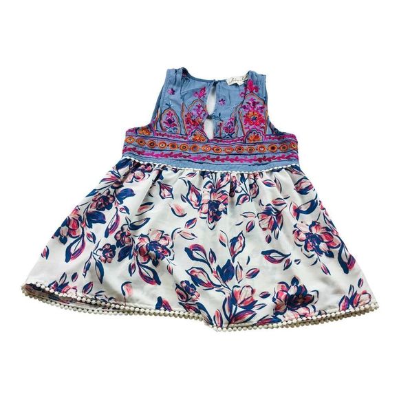 2487 Women's Sz Small Floral Embroidered Sleeveless Top Blouse - Picture 1 of 8